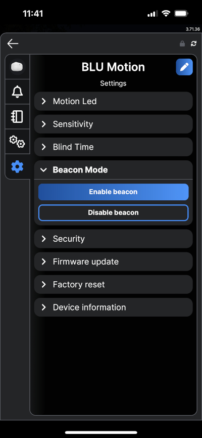Shelly BLU Motion Beacon Mode